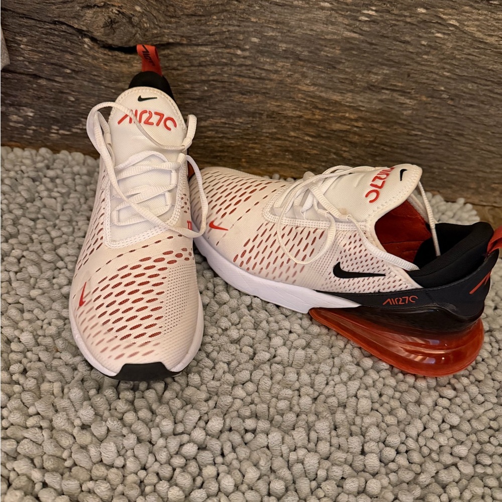 Nike Air Max 270 White and Orange Sneakers